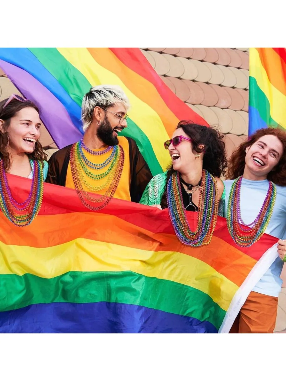 102PCS Rainbow Pride Bead Necklaces 6 Colors Parade Party Favor Pack